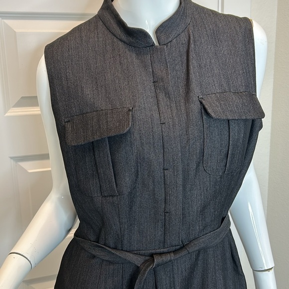 Calvin Klein woman’s sleeveless button front belted denim dress size 10 - Picture 3 of 11
